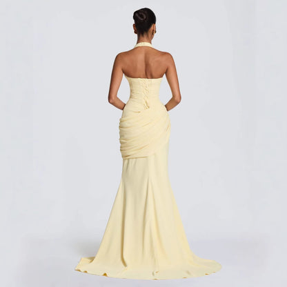 Damen Abendkleid Wickeldesign V-Ausschnitt Norvielle