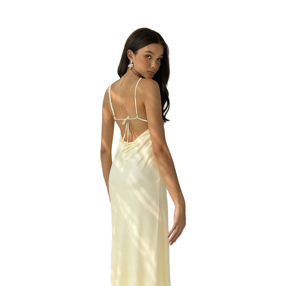 Damen Langarmkleid V-Ausschnitt Schnürdetail Norvielle