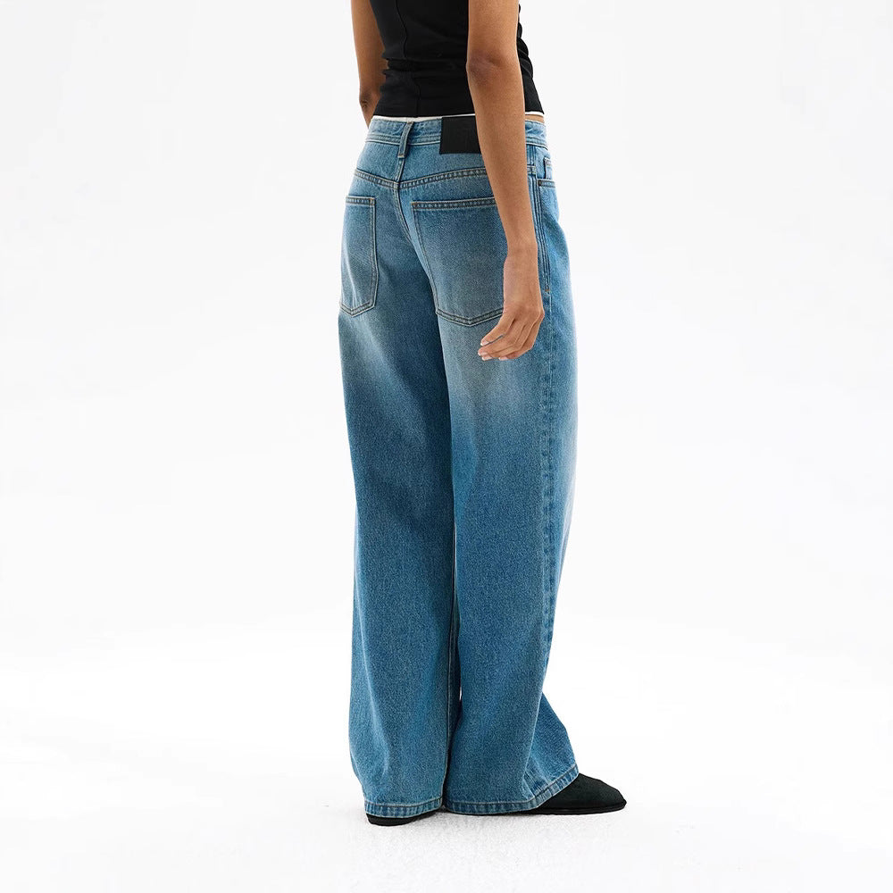 Damen Weite Denim-Jeans Lässiger Schnitt