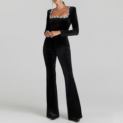 Damen Flared Overall Floralmuster Langer Ärmel