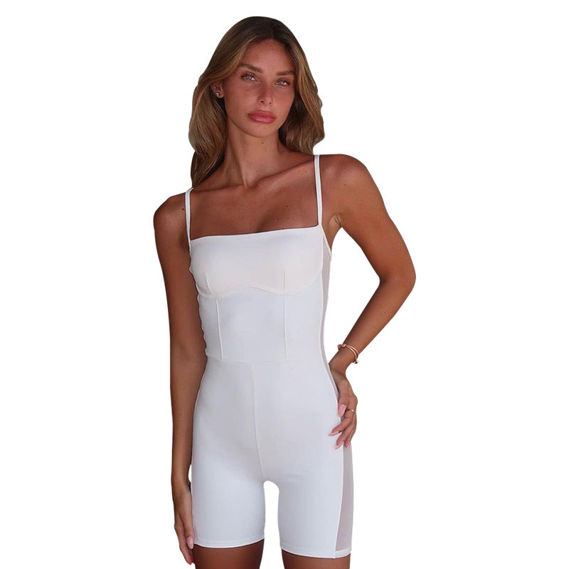 Damen Kurzoverall Spaghetti-Träger Cut-Outs Norvielle