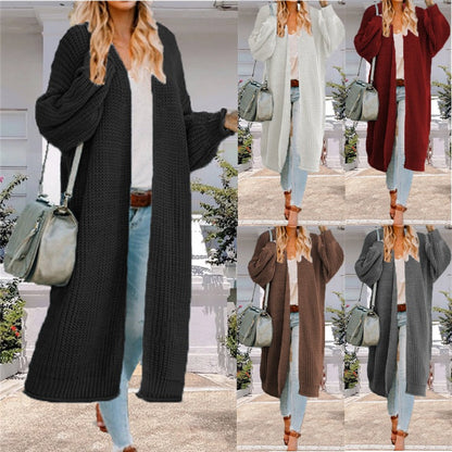 Damen Strickmantel Groß Weite Passform Tiefen Taschen Norvielle - Norvielle
