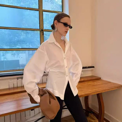 Damen Bluse Voluminöse Ärmel Raffinierte Knöpfe Norvielle