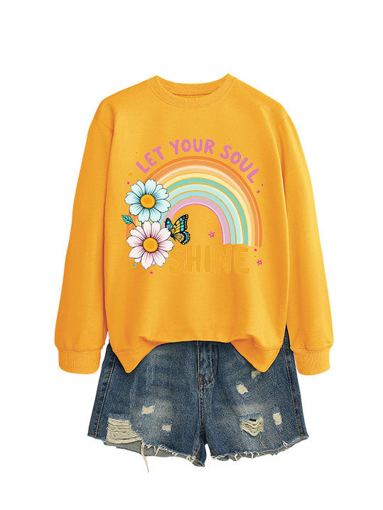 Damen Sweatshirt Bunt Floralmuster Baumwolle