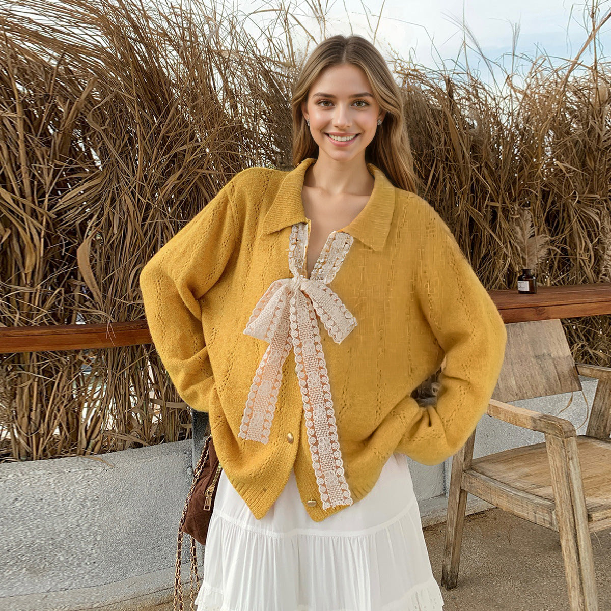 Damen Strickpullover Norvielle mit Schleifenapplikation - Norvielle