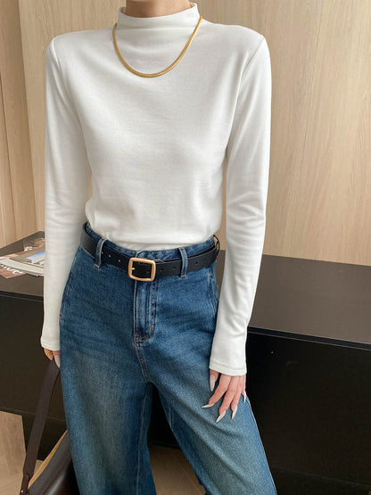 Damen Langarmshirt Stehkragen Elegantes Design Norvielle