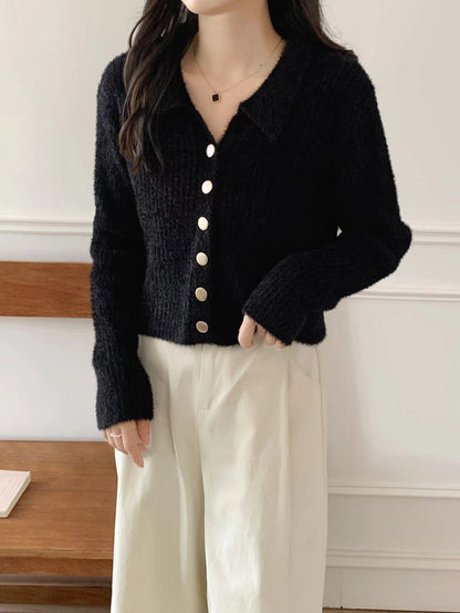 Damen Strickjacke Weiches Material Knopf-Design Norvielle