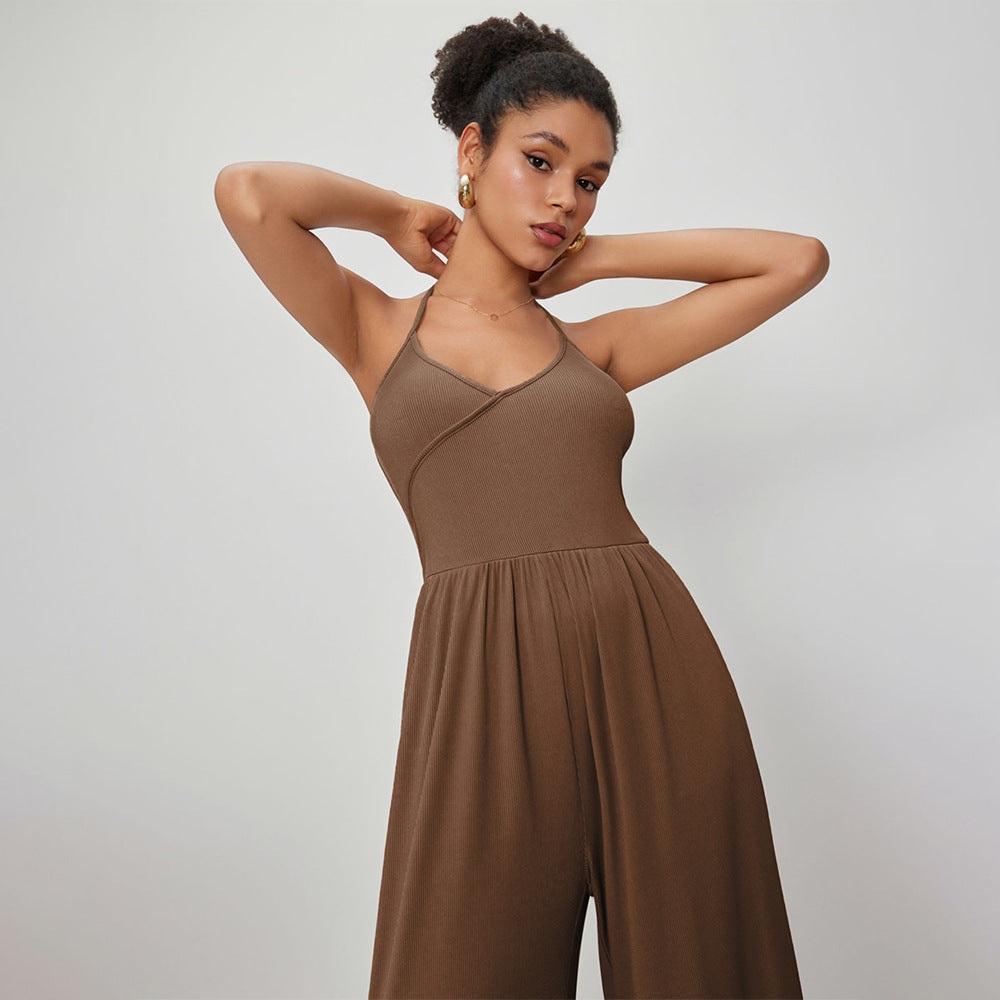 Damen Jumpsuit V-Ausschnitt Lockeres Jersey Norvielle