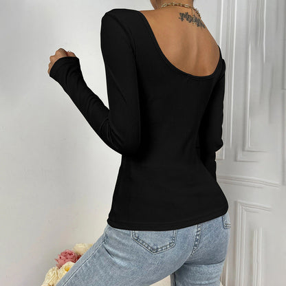 Damen Langarm-Bodysuit Wickel-Design Norvielle