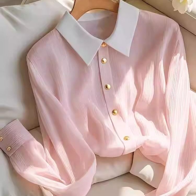 Damen Bluse Strukturiertes Gewebe Kontrastkragen Norvielle - Norvielle