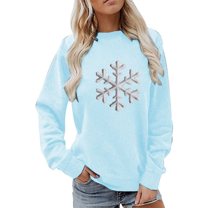 Damen Sweatshirt Schneeflockenmotiv Lässig Norvielle