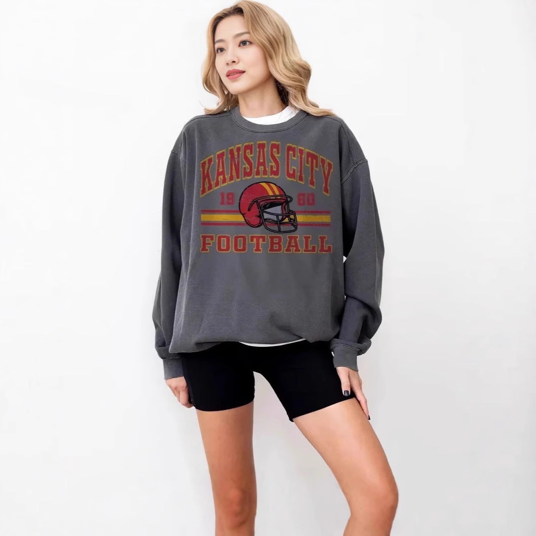 Damen Oversized Sweatshirt Football-Motiv Norvielle