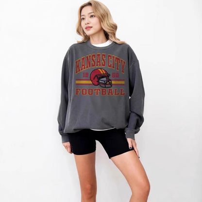 Damen Oversized Sweatshirt Football-Motiv Norvielle