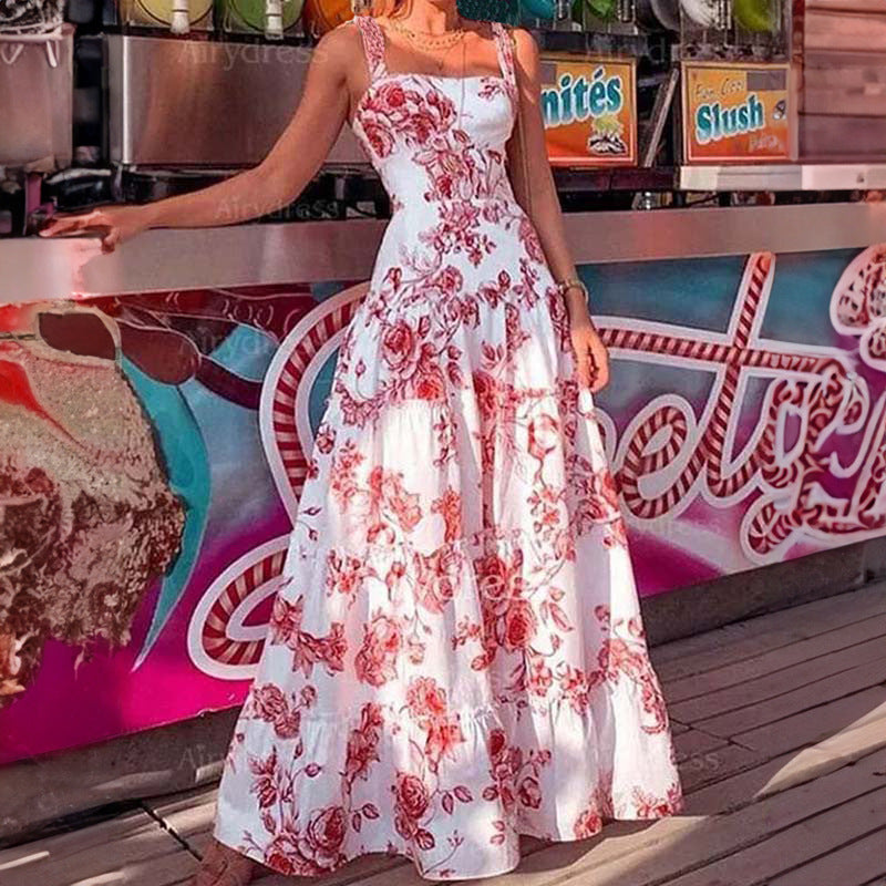 Damen Maxikleid Blumenmuster Schulterfrei Norvielle - Norvielle