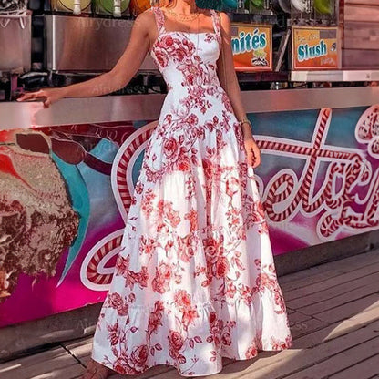 Damen Maxikleid Blumenmuster Schulterfrei Norvielle - Norvielle