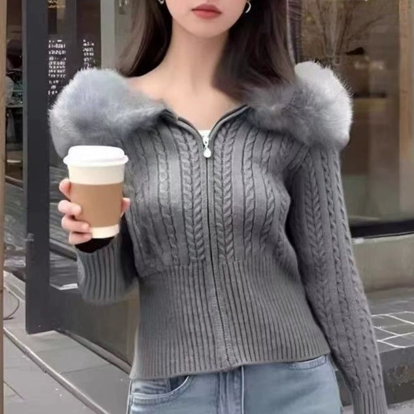 Damen Cardigan Strukturierter Zopf Look Hochwertiges Innenfutter - Norvielle