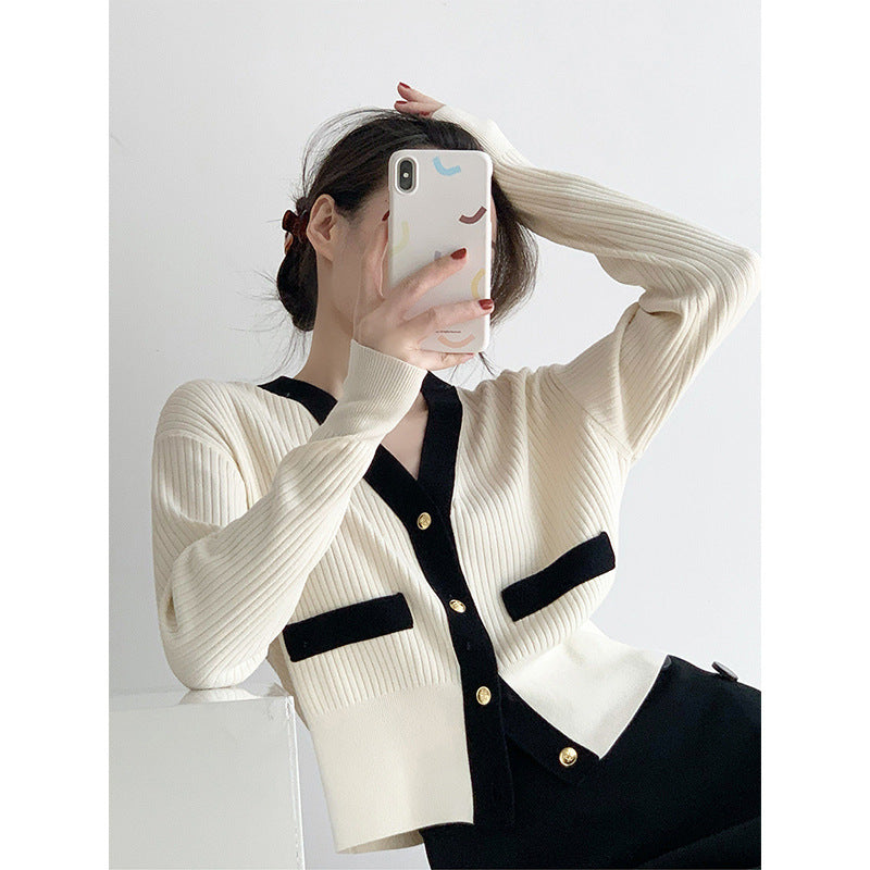Damen Strickcardigan mit Knopfleiste und Kontrasttaschen Norvielle