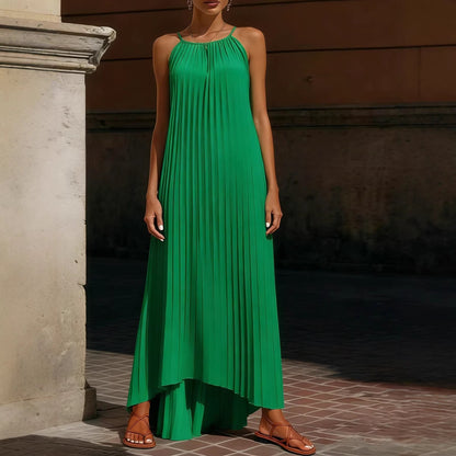 Damen Maxikleid Plissiert Verstellbare Träger Norvielle