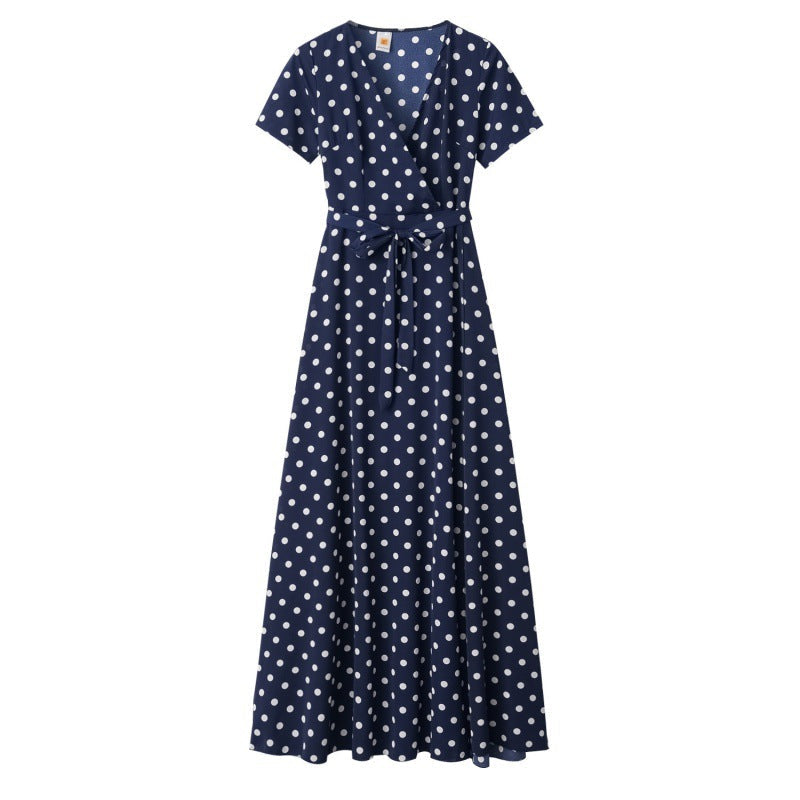 Damen Maxikleid Florales Wickeldesign Elegante Taillierung
