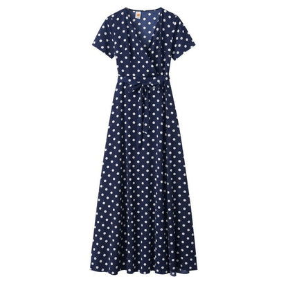 Damen Maxikleid Florales Wickeldesign Elegante Taillierung