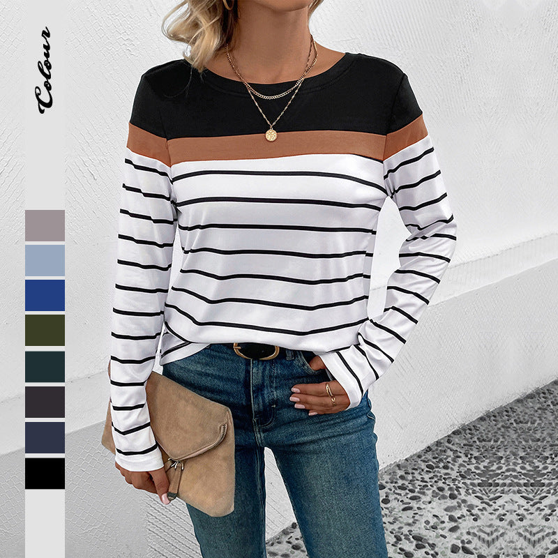 Damen Langarmshirt Streifen Farbhüpf-Design Norvielle - Norvielle
