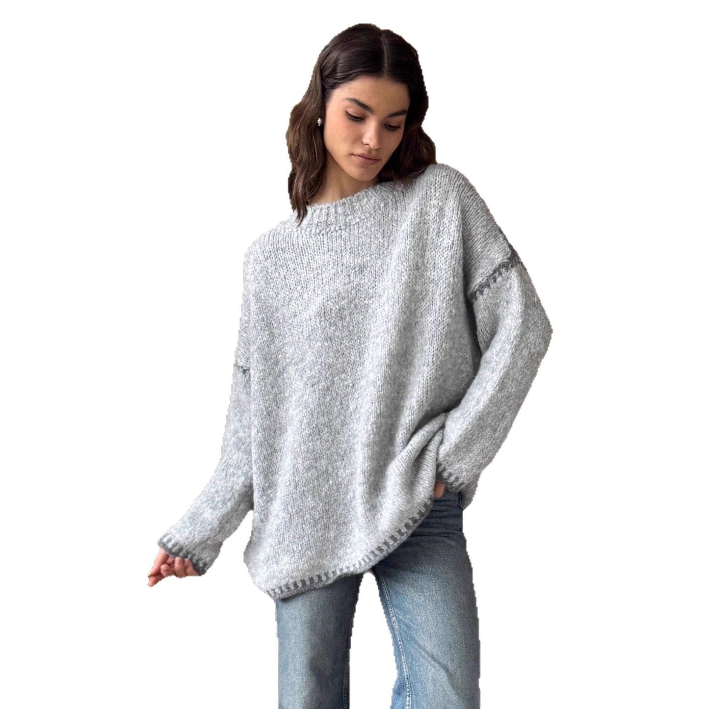 Damen Strickpullover Lässig Farbakzente Norvielle