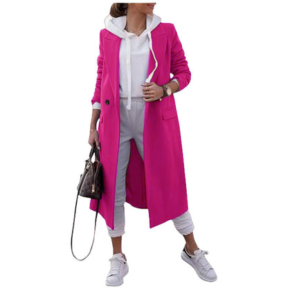 Damen Übergangsjacke Elegantes Design Revers Taschen Beige