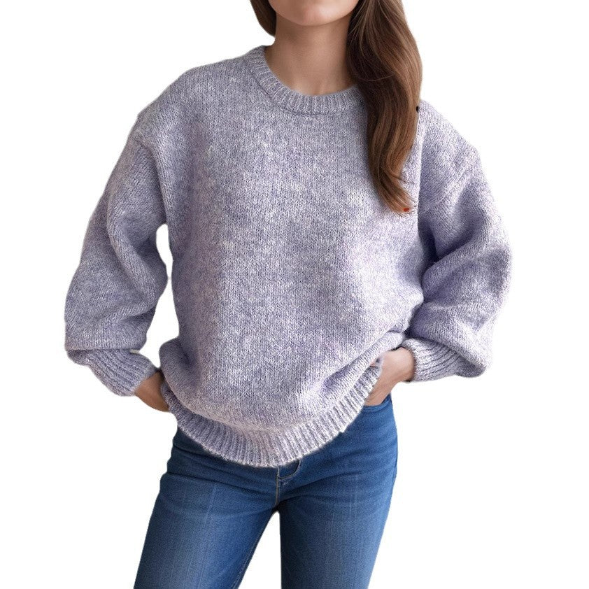 Damen Grobstrickpullover Moderner Schnitt Großzügige Ärmel Beige