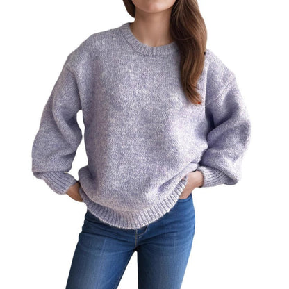 Damen Grobstrickpullover Moderner Schnitt Großzügige Ärmel Beige