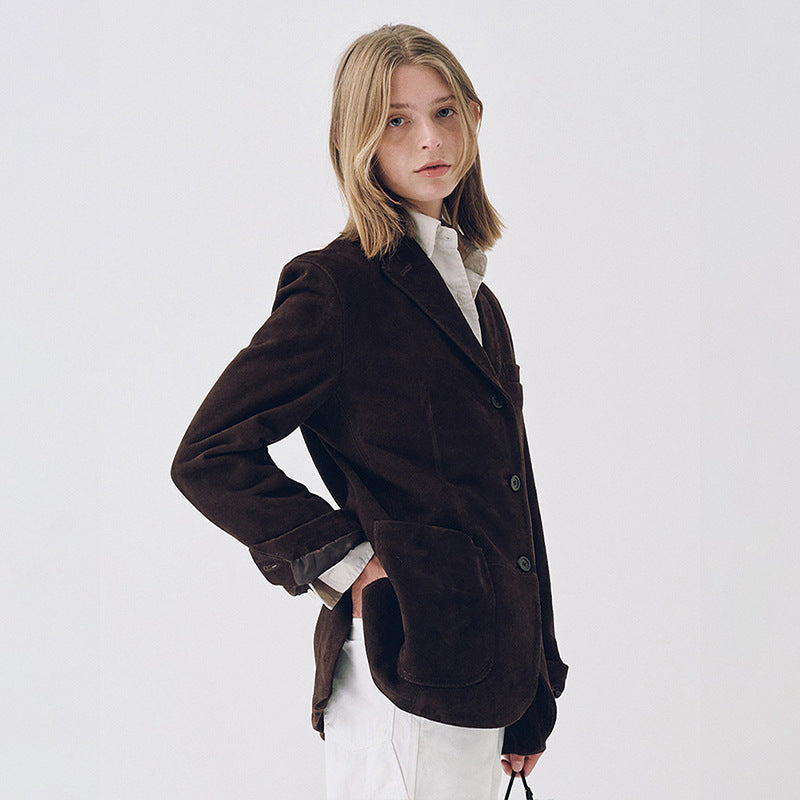 Damen Wildlederblazer mit Taschen Norvielle
