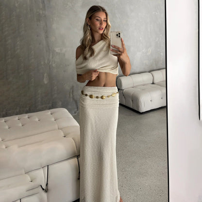 Damen Crop- und Maxirock Set