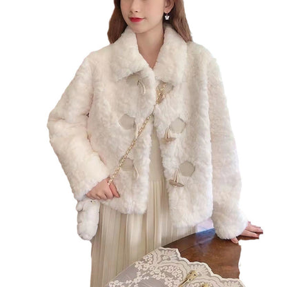 Damen Kunstfelljacke Elegantes Design schicker Kragen