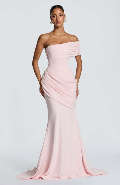 Damen Abendkleid Schulterfrei Fließender Schnitt Norvielle