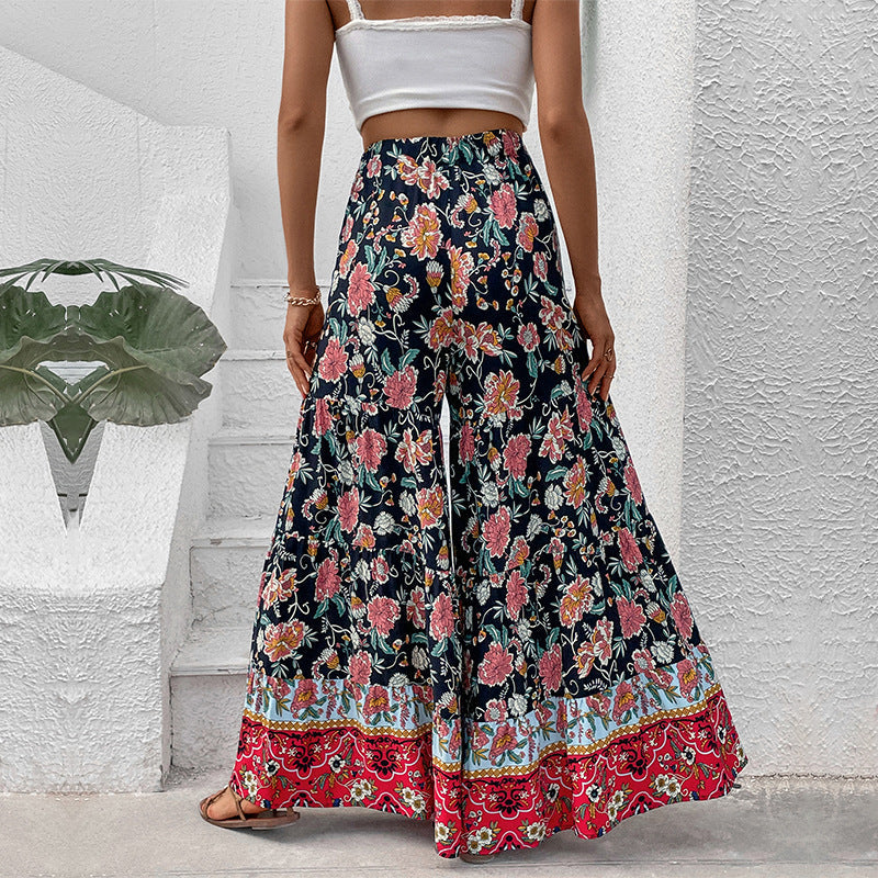 Damen Maxirock Floralmuster Ausgestellter Schnitt
