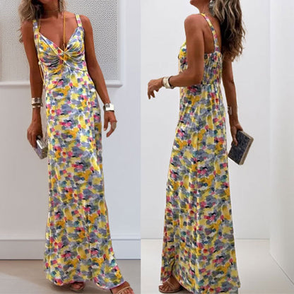 Damen Maxikleid Florales Muster Wickeldesign Norvielle