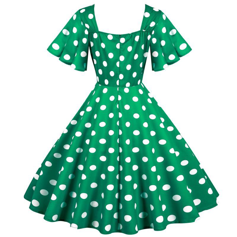 Damen Rockabilly Kleid Polka Dots Muster es Kleid