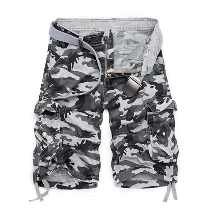Herren Camo Cargo Shorts Mehrere Taschen Verstellbarer Bund Norvielle
