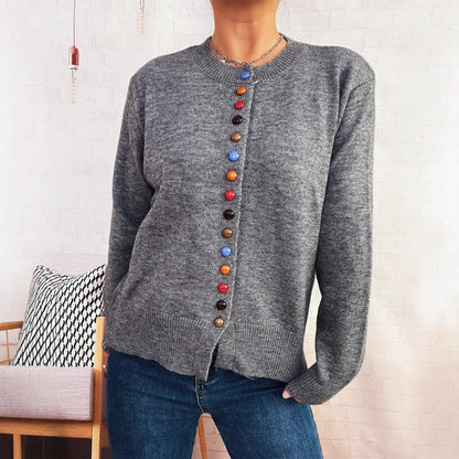 Damen Strickjacke Farbenfroh Mit Knöpfen Norvielle
