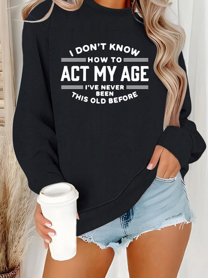 Damen Sweatshirt Lässiger Schnitt Humorvolles Design Grau