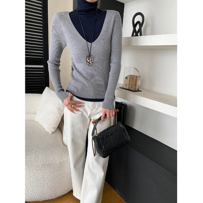 Damen Pullover V-Ausschnitt Feinripp Norvielle