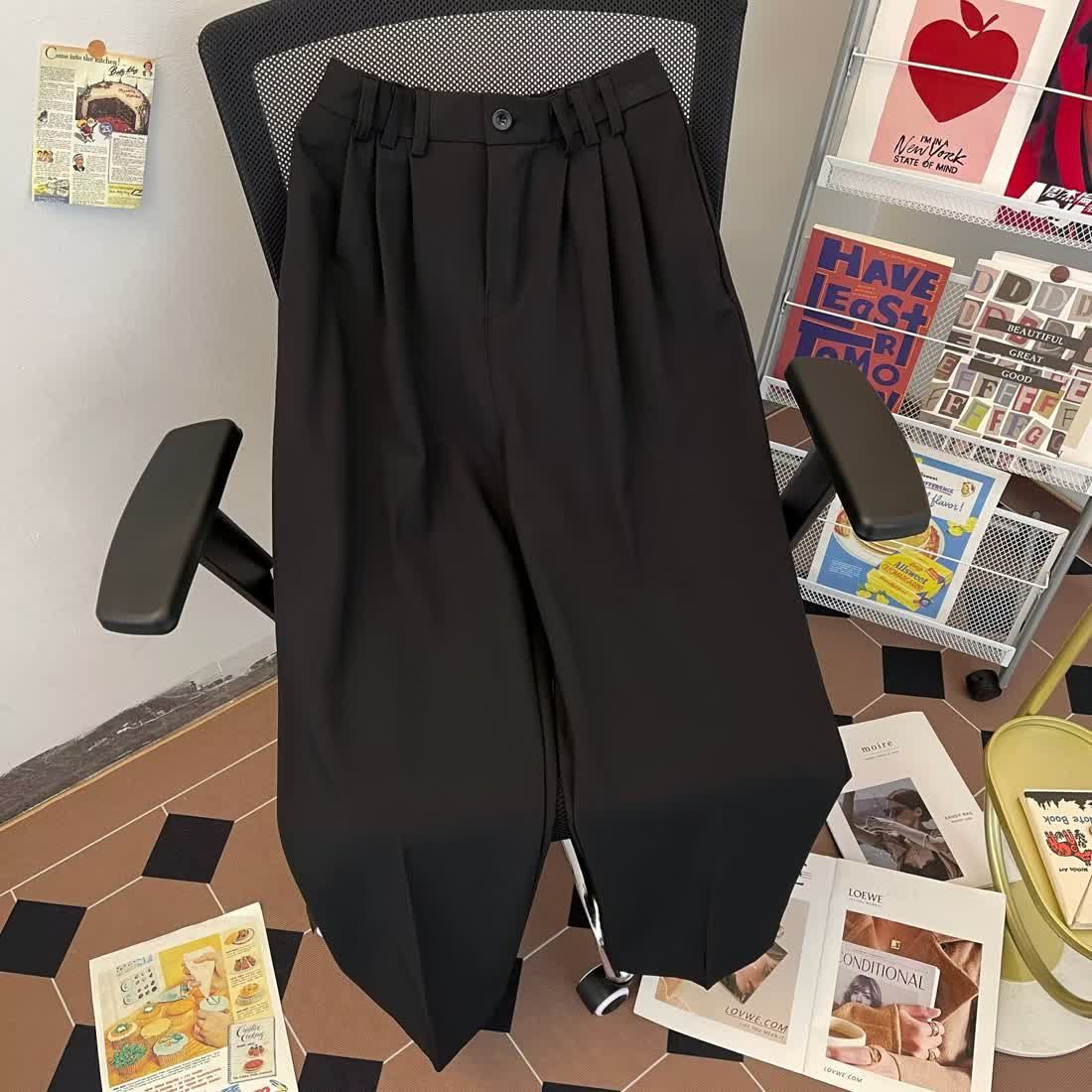 Damen High-Waist Hose Falten Weitbein Norvielle