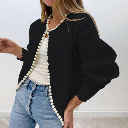 Damen Strickjacke Perlknöpfe Moderner Schnitt Norvielle