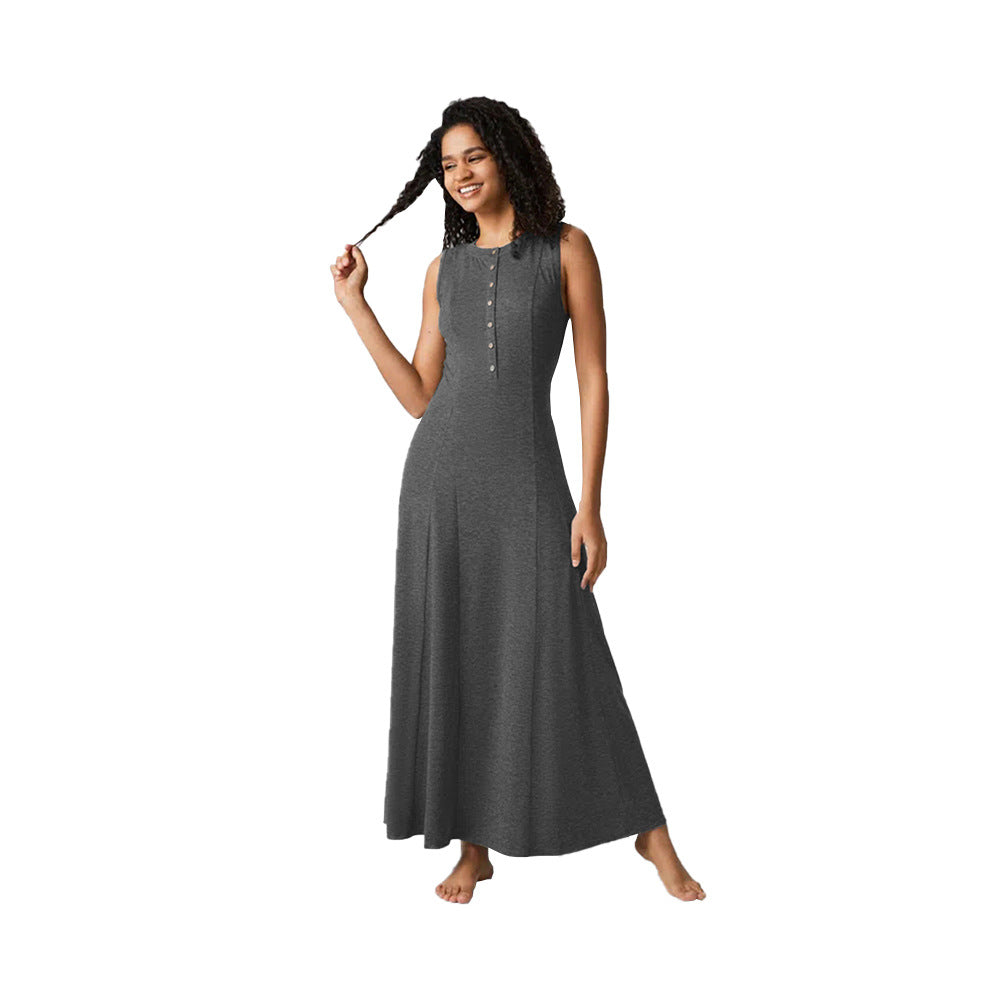 Damen Maxikleid Knopfleiste Figurfreundlich Norvielle
