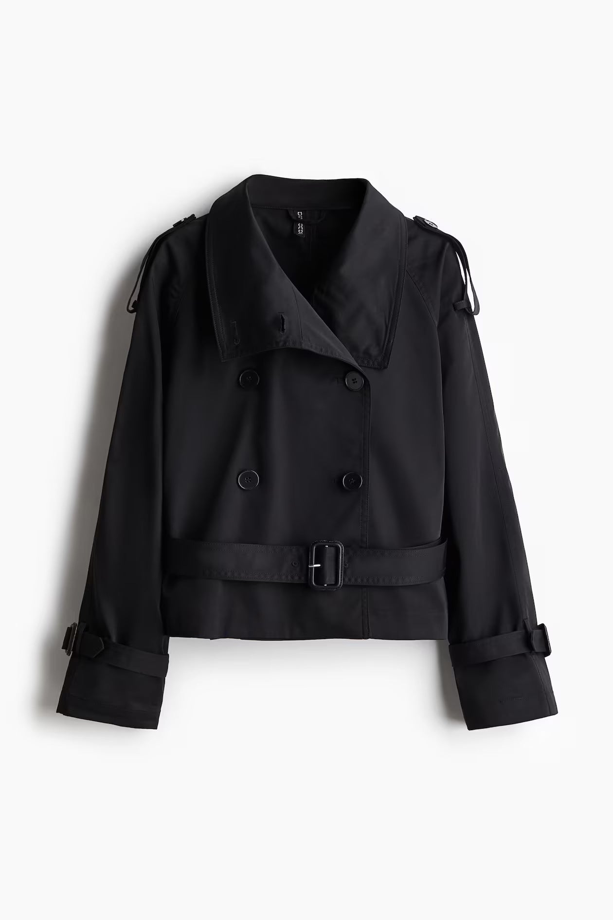 Damen Kurztrenchjacke Doppelter Knopfverschluss Taillengürtel