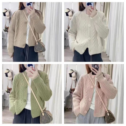 Damen Strickjacke Kuschelig Zopfmuster Norvielle