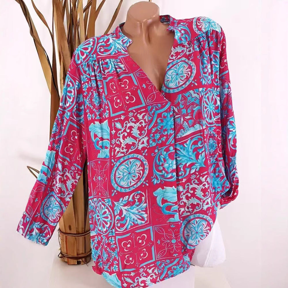 Damen Bluse Florales Muster Lässiger Schnitt - Norvielle