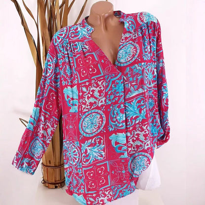 Damen Bluse Florales Muster Lässiger Schnitt - Norvielle