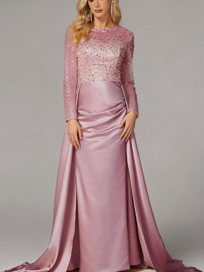 Damen Abendkleid Paillettenoberteil Satinrock Elegant