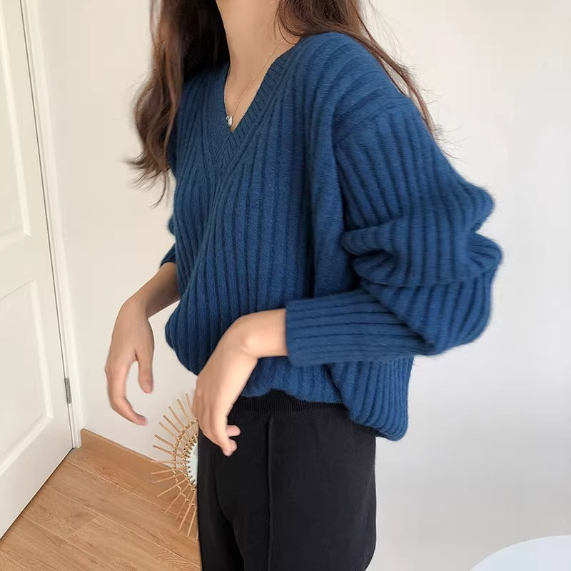 Damen Feinstrickpullover V-Ausschnitt Lässig Norvielle