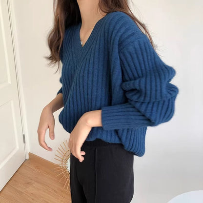 Damen Feinstrickpullover V-Ausschnitt Lässig Norvielle